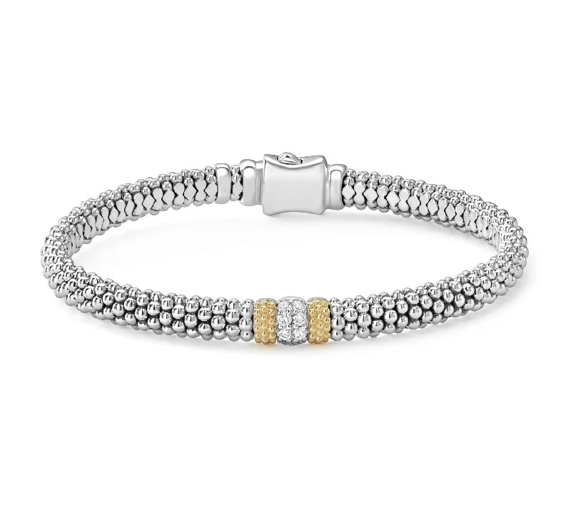 Luxury women's bangles-LAGOS Caviar Lux 6mm Single Station Diamond Bracelet