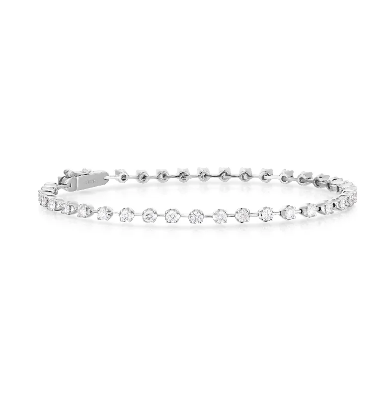 Women's handmade artisan bangles-Sabel Collection White Gold Petite Bar Tennis Bracelet