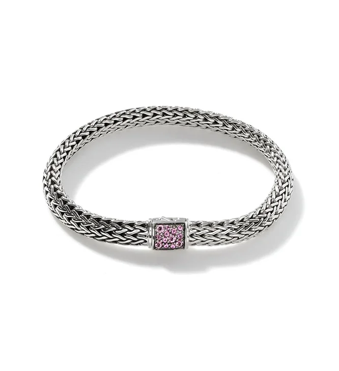 Women's anniversary bangles-John Hardy Reversible Bracelet with Black Sapphire and Pink Tourmaline