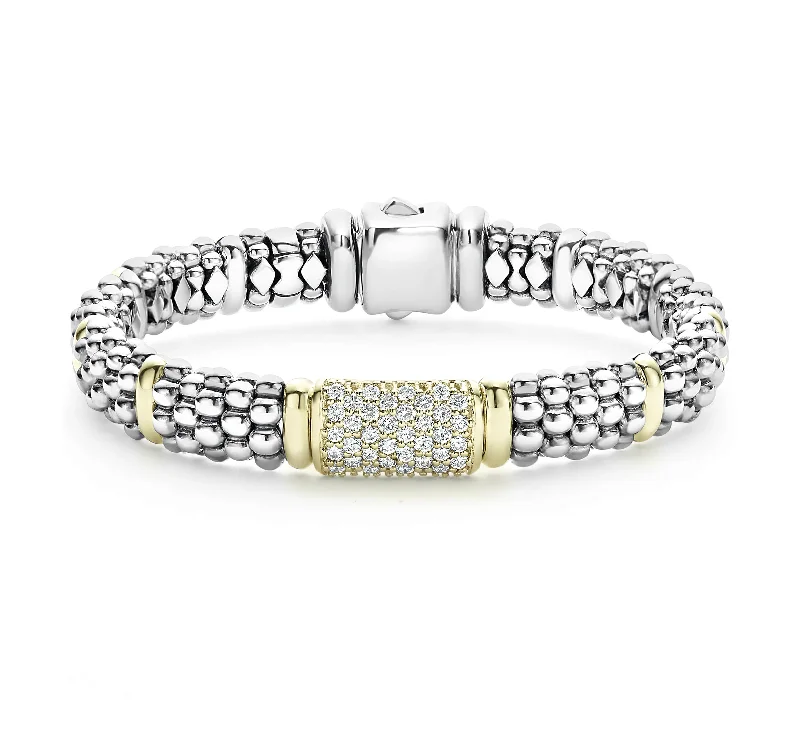 Women's wedding bangles-LAGOS Signature Caviar 9mm Diamond Bracelets