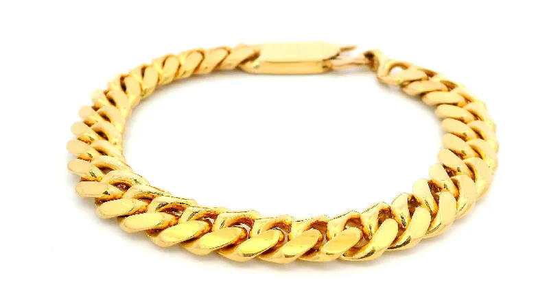 Women's ethical bangles-22ct Yellow Gold Solid Miami Cuban Link Bracelet with U Hook Clasp - Elegant & Durable