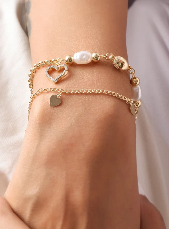 Women's elegant bangles-Chelsea Pearls Layered Bracelet