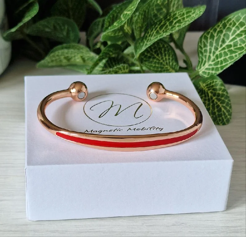 Women's photo bangles-Spindle Fire Copper Bracelet