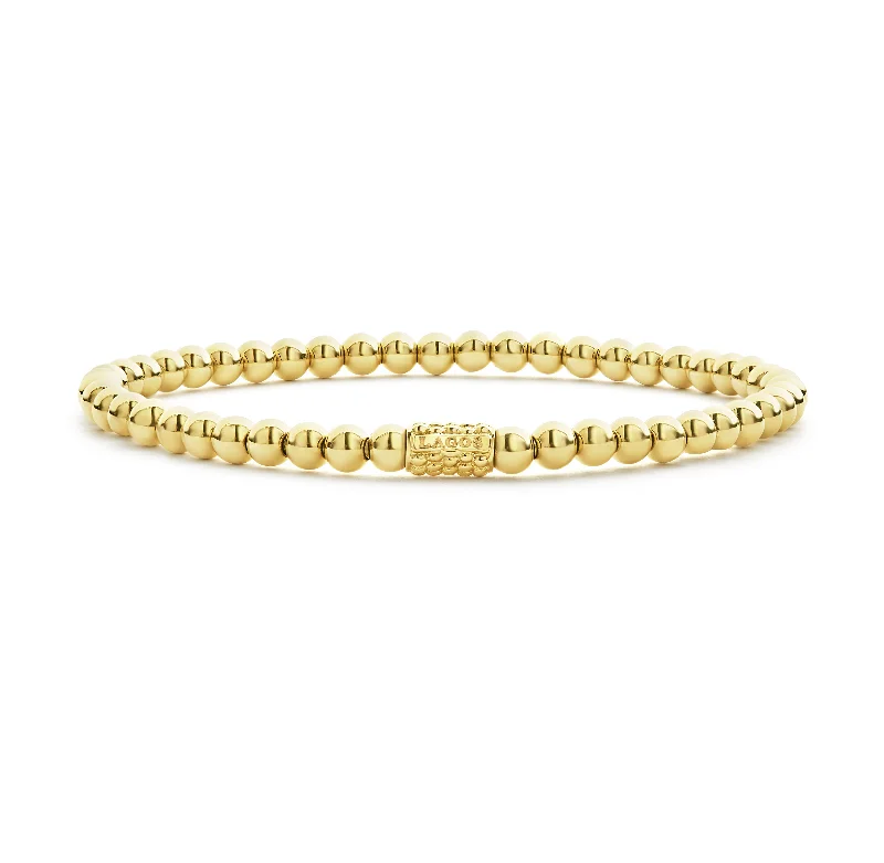 Women's silver-plated bangles-LAGOS Caviar Gold 4mm Bead Bracelet