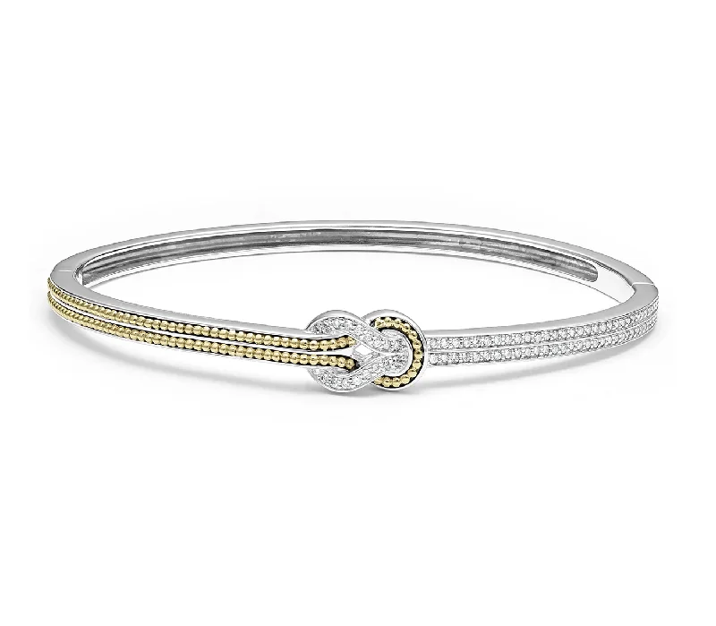 Women's graduation bangles-LAGOS Newport Two Tone Knot Diamond Cuff Bracelet