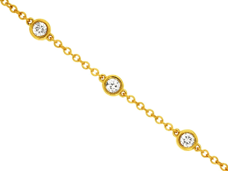 Women's tennis bracelets-Sabel Collection Yellow Gold Round Diamond Bezel Set Bracelet