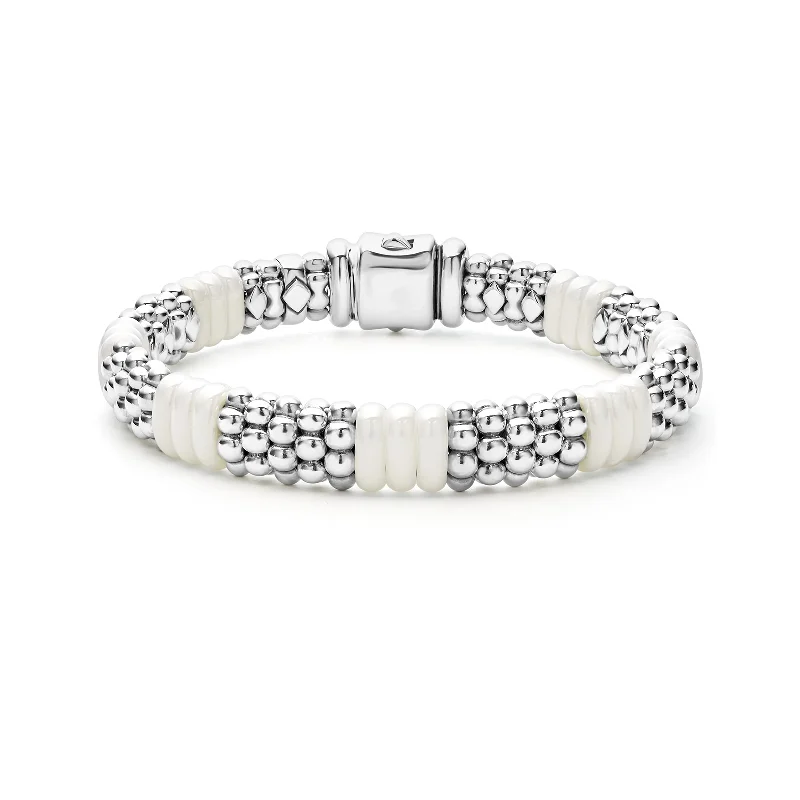 Women's investment bangles-LAGOS White Caviar Silver Ceramic Beaded Bracelet