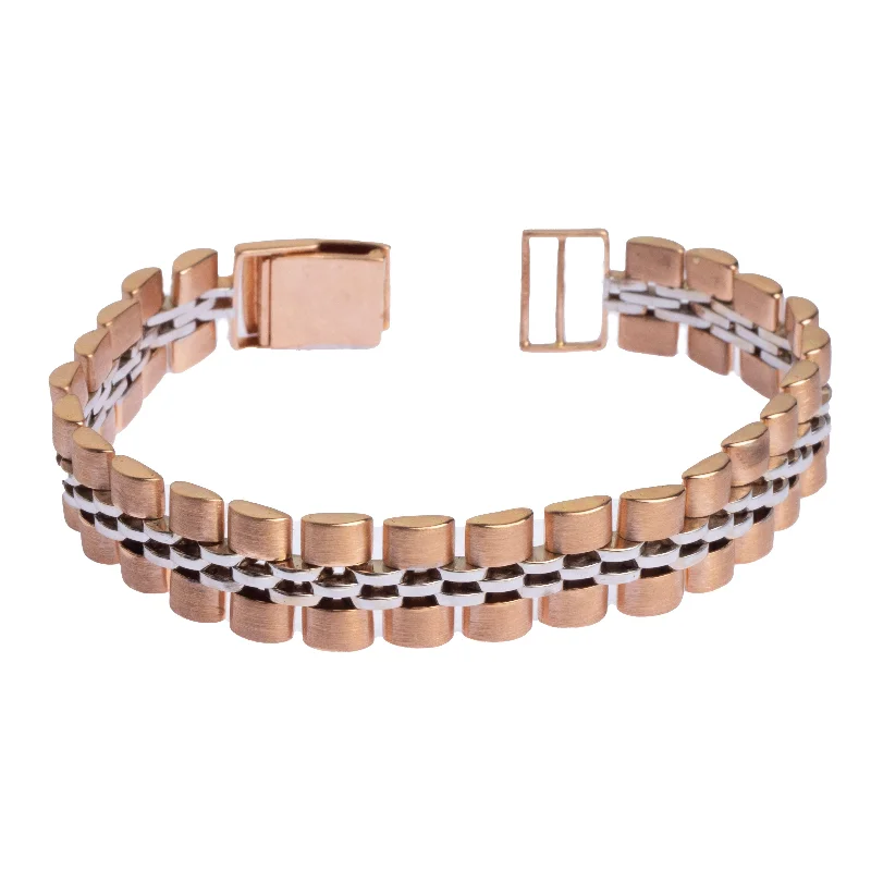 Women's mother-daughter bangles-18ct Rose and White Gold Gents Bracelet (49.8g) GBR-8320