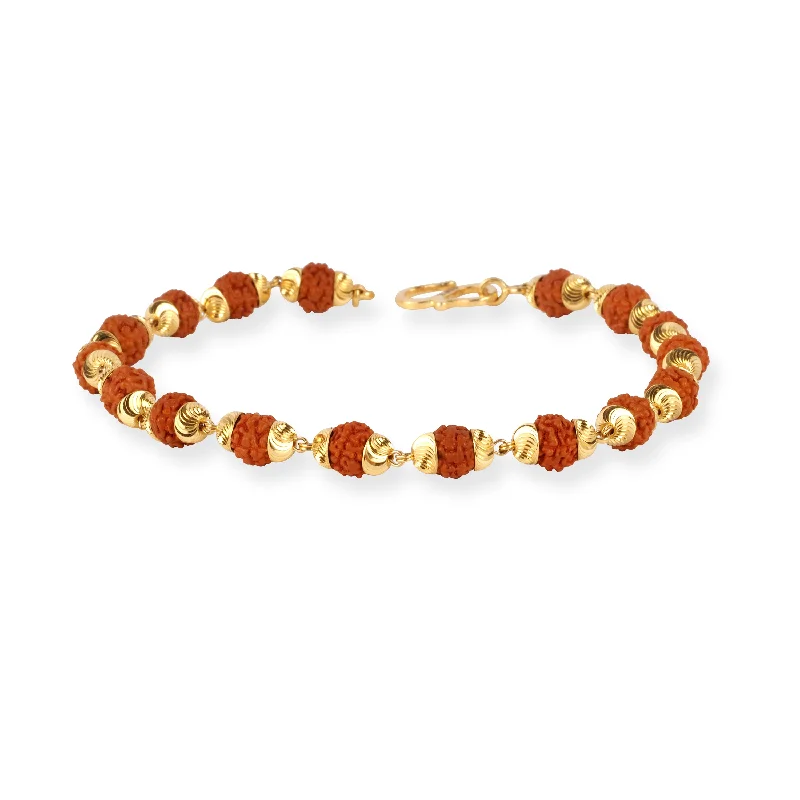 Minimalist women's bangles-22ct Gold Rudraksh Bracelet with S Clasp GBR-8338