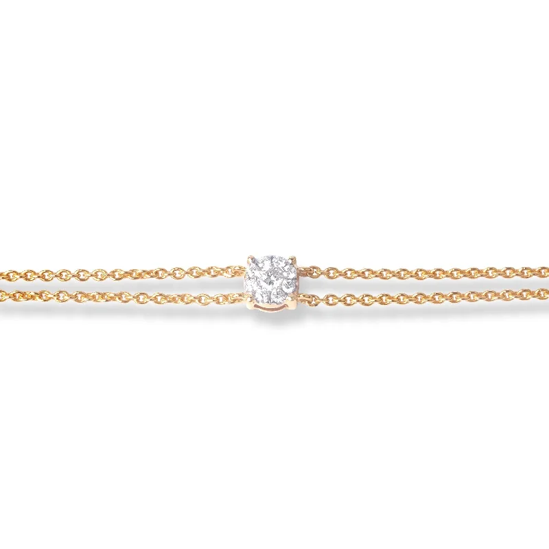 Women's mother-daughter bangles-18ct Yellow Gold Two-Row Cluster Diamond Bracelet with Ring Clasp MCS6258