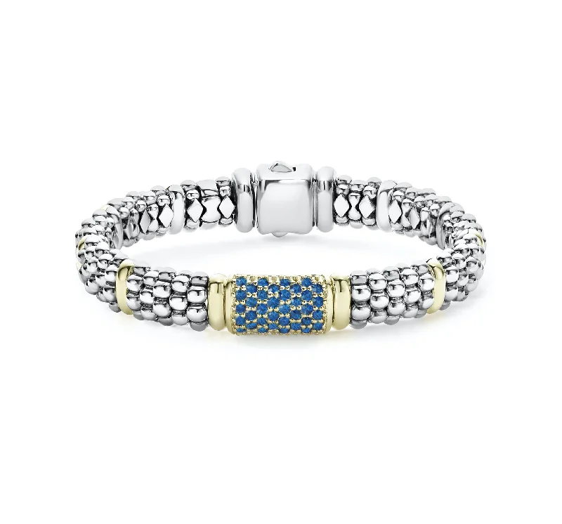 Women's sun bangles-LAGOS Signature Caviar 9mm Blue Sapphire Bracelet