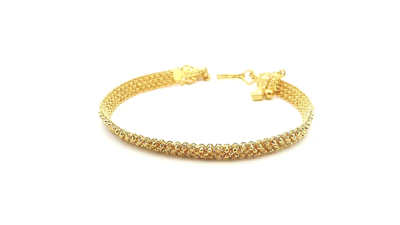 Women's investment bangles-22ct Yellow Gold Ladies Bracelet with Filigree Work Design & U-Hook Clasp | Elegant Gold Jewellery