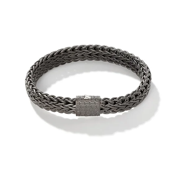 Women's leather bangles-John Hardy Black Rhodium Flat Chain Bracelet