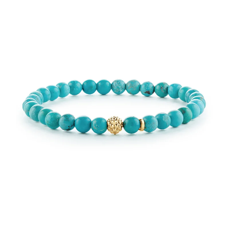 Women's sun bangles-LAGOS Caviar Icon Turquoise Gold Station Bead Bracelet