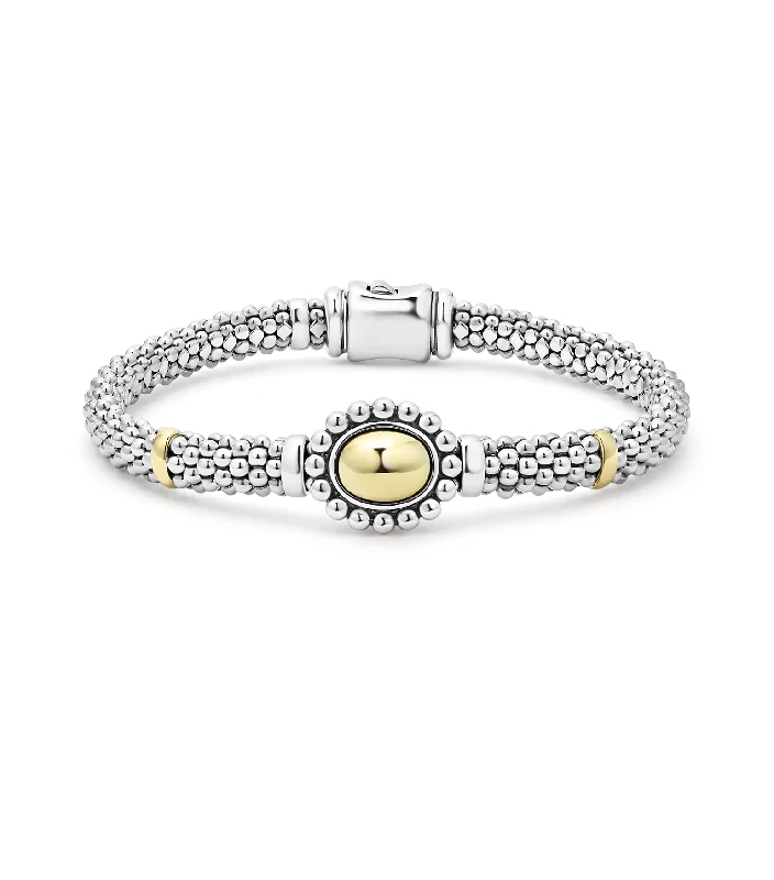 Women's formal bangles-LAGOS High Bar Gold Caviar Dome Beaded Bracelet