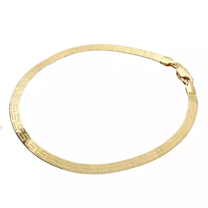 Women's adjustable bangles-24ct Gold Vermeil Diamond-Cut Greek Key Herringbone Bracelet