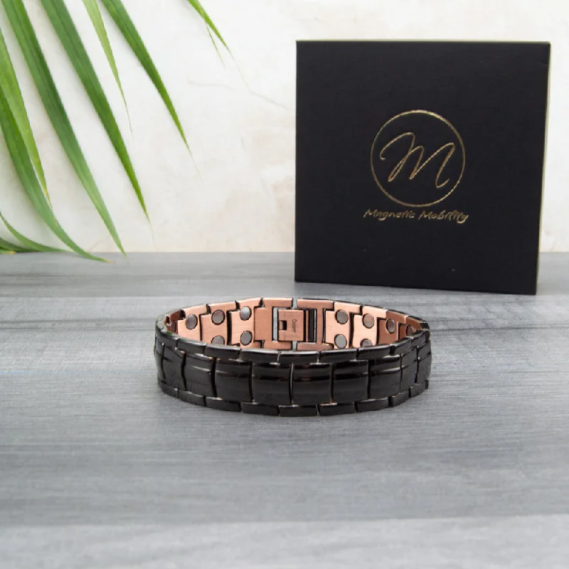 Women's bridal bangles-Ashe Night Copper Magnetic Bracelet - Double Strength